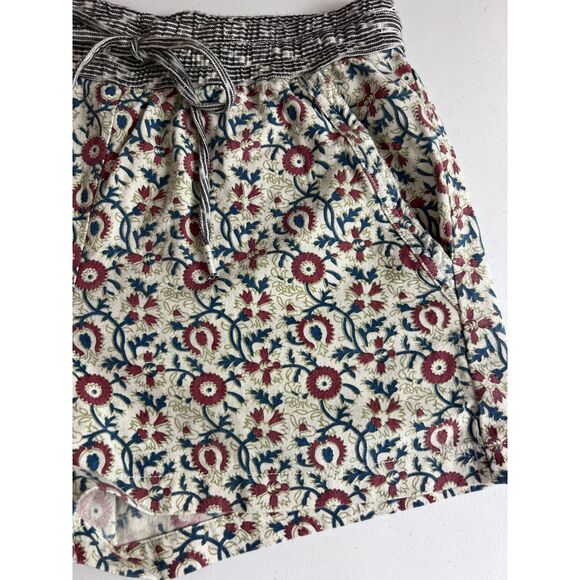 Dylan Women's Pull On Floral Shorts Red Blue Cream Cotton Drawstring Size L - Picture 3 of 12